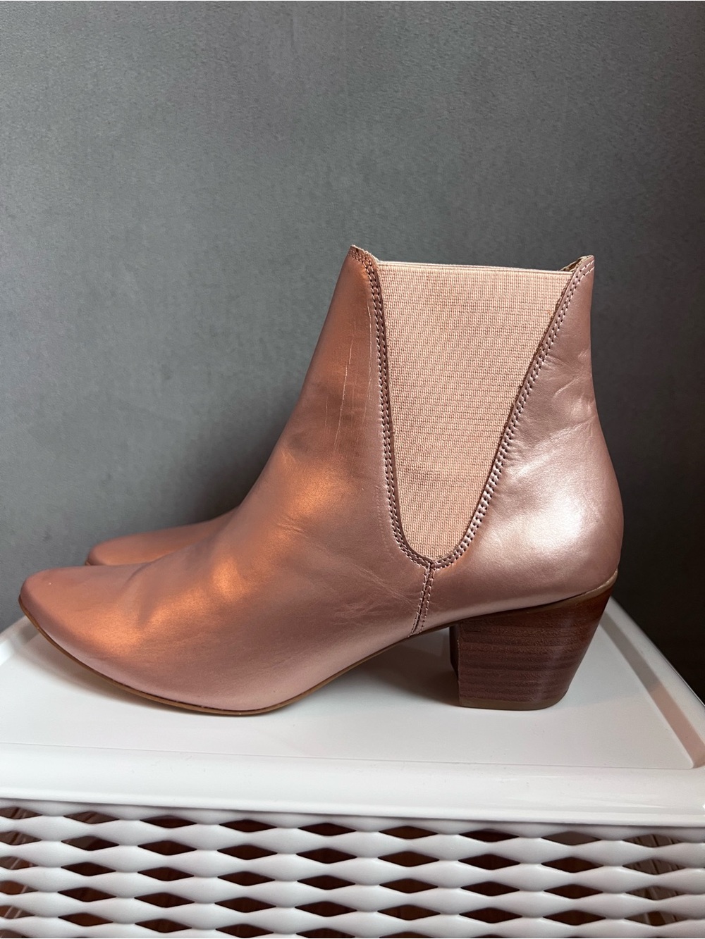 Matisse X Amuse Society Rose Gold Leather Ankle Boots - Size 8.5